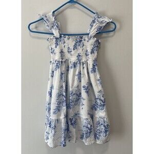 Janie & Jack The Emily Floral Smocked Sundress Girls 6 Sleeveless Ruffle Blue